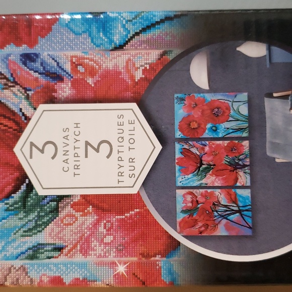 3 panel poppies diamond art kit NIB - Picture 2 of 7